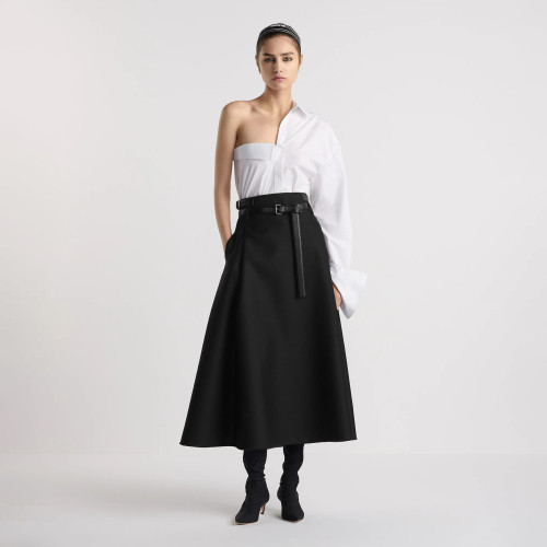 NIGO Dior Women's Spring And Summer Black Long Skirt Wool Half Skirt Lapel Waist Removable Leather Buckle Fashion Temperament Short Skirt Ngvp #nigo1481