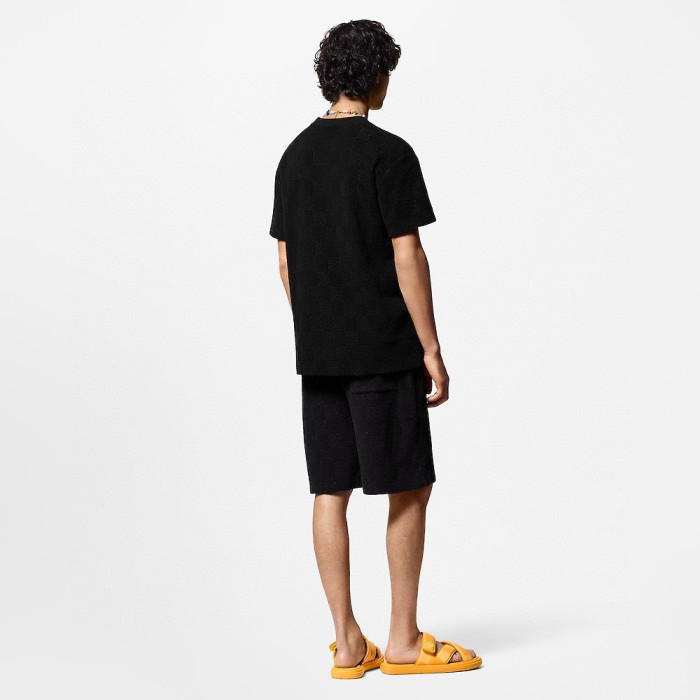 NIGO Louis Vuitton Men's Summer Black Embroidered Logo Printed Cotton Short Sleeve T-Shirt Casual Shorts Set Suit #nigo76435