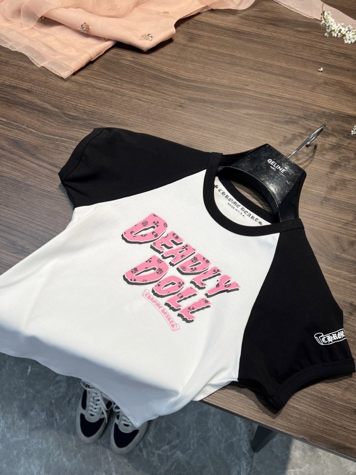 NIGO Chrome Hearts Women's Summer Colorblocked Letter Printed Cotton Round Neck Short Sleeve T-Shirt #nigo76414