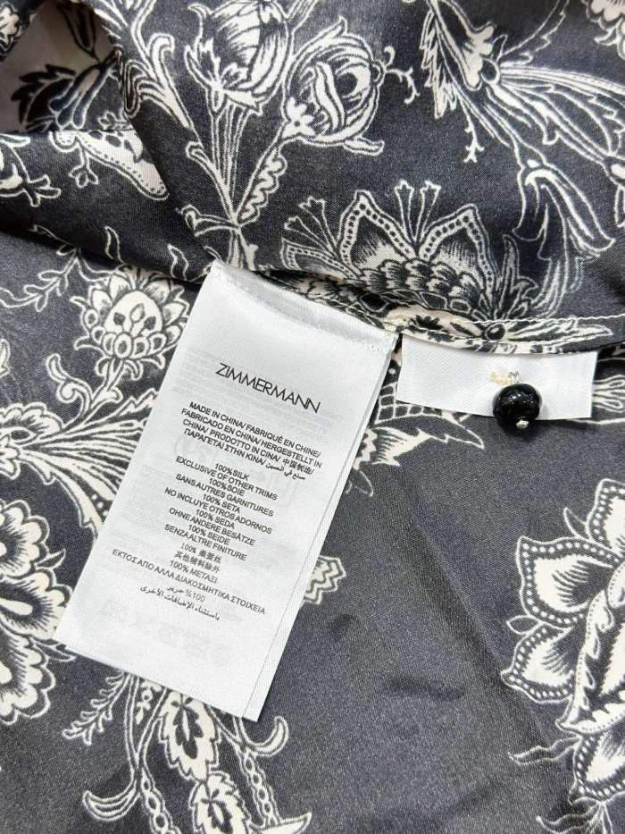 NIGO Zimmermann Women's Spring Summer Black Floral Pattern Single Breasted Long Sleeve Shirt Drawstring Tie Casual Pants Set Suit #nigo76415