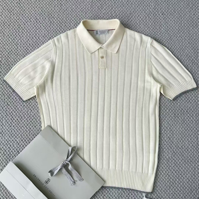 NIGO Brunello Cucinelli Men's Spring And Summer Solid Color Lapel Fitted Short Sleeve Polo Shirt Ngvp #nigo1447