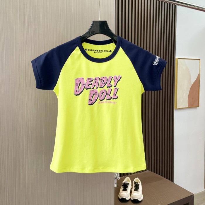 NIGO Chrome Hearts Women's Summer Colorblocked Letter Printed Cotton Round Neck Short Sleeve T-Shirt #nigo76414