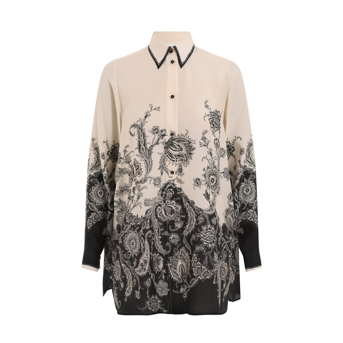 NIGO Zimmermann Women's Spring Summer Black Floral Pattern Single Breasted Long Sleeve Shirt Drawstring Tie Casual Pants Set Suit #nigo76415
