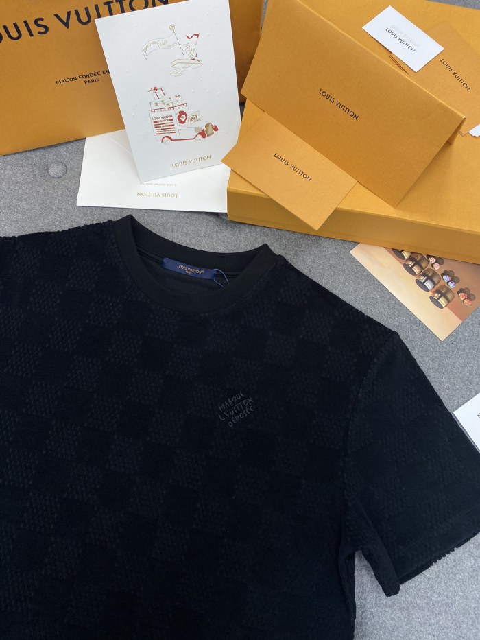 NIGO Louis Vuitton Men's Summer Black Embroidered Logo Printed Cotton Short Sleeve T-Shirt Casual Shorts Set Suit #nigo76435