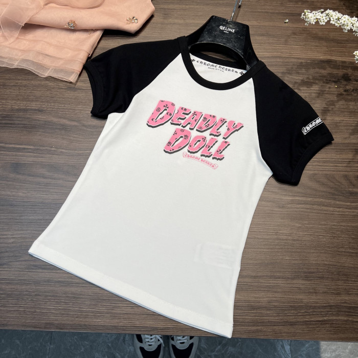 NIGO Chrome Hearts Women's Summer Colorblocked Letter Printed Cotton Round Neck Short Sleeve T-Shirt #nigo76414