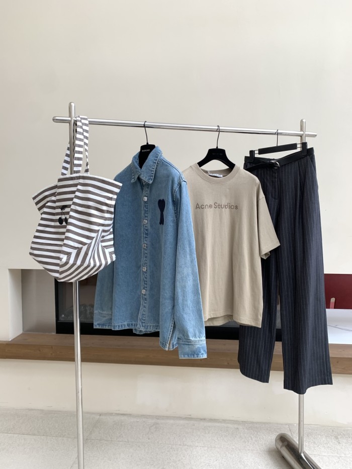 NIGO Ami Men's And Women's Spring And Fall Solid Color Embroidered Logo Single Breasted Long Sleeved Denim Jacket #nigo76447