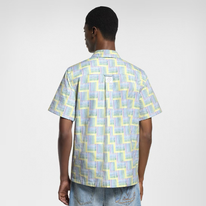 NIGO Louis Vuitton Men's Summer Rainbow Letter Print Single Breasted Short Sleeve Shirt #nigo76439
