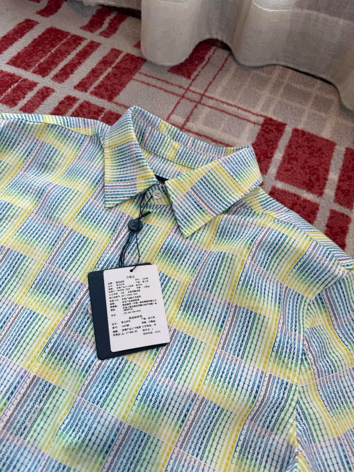 NIGO Louis Vuitton Men's Summer Rainbow Letter Print Single Breasted Short Sleeve Shirt #nigo76439