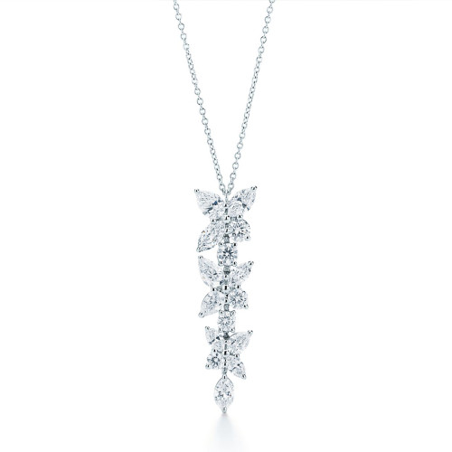 NIGO Tiffany & Co. ﻿ Women's Victoria Collection Mixed Cluster Drop Pendant Solid Color Diamond Necklace Fashion Jewelry Accessories Ngvp #nigo1452