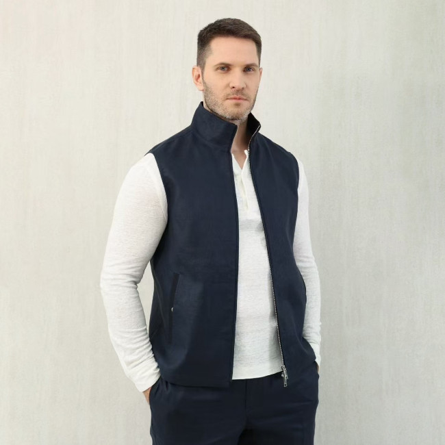 NIGO Ermenegildo Zegna Men's Spring And Autumn Solid Color Standing Collar Zipper Fit Sleeveless Vest Jacket Ngvp #nigo1168