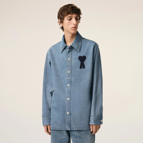 NIGO Ami Men's And Women's Spring And Fall Solid Color Embroidered Logo Single Breasted Long Sleeved Denim Jacket #nigo76447