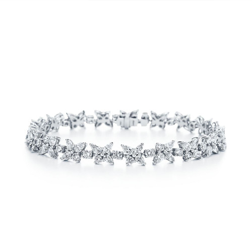 NIGO Tiffany & Co. Women's Flower Cluster Diamond Bracelet Victoria Collection Fashion Silver Jewelry Accessories Ngvp #nigo1453