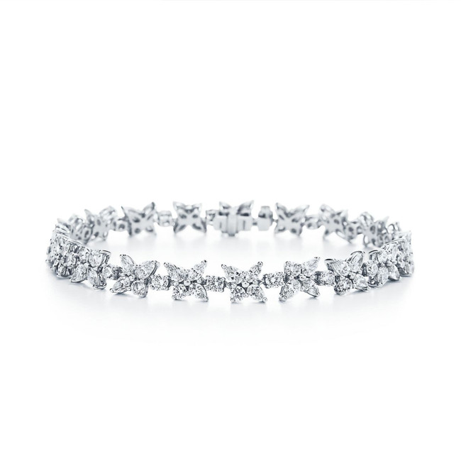 NIGO Tiffany & Co. Women's Flower Cluster Diamond Bracelet Victoria Collection Fashion Silver Jewelry Accessories Ngvp #nigo1453