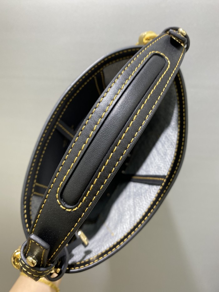 NIGO Delvaux Pin Bucket Women's Outer Stitching Solid Color Denim Patchwork Leather Tote Shoulder Bag Bags #nigo76453