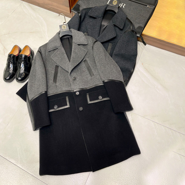 NIGO Dior Men's Autumn And Winter Cashmere Blend Medium-Length Colorblocking Long-Sleeved Tweed Coat Jacket Ngvp #nigo9487