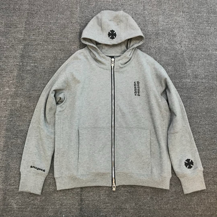 NIGO Chrome Hearts Men's Spring and Autumn Solid Color Letter Printed Zipper Hooded Long Sleeve Jacket #nigo76471