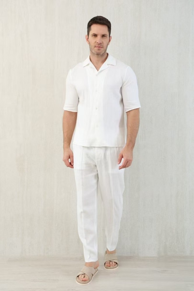 NIGO Brunello Cucinelli Men's Linen Loose Summer Single-Breasted Solid Color Lapel Short Sleeve Shirt Ngvp #nigo1454
