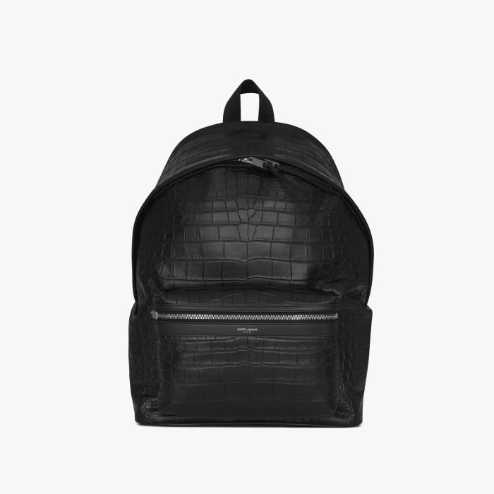 NIGO CITY Saint Laurent Embroidered Letter Fabric Leather Panel Backpack Schoolbag Bag Bags #nigo76462