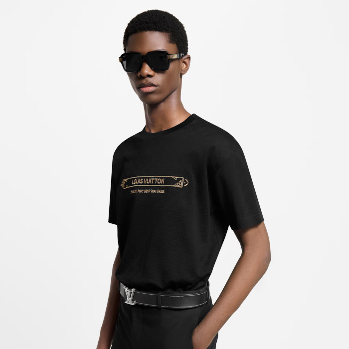 NIGO Louis Vuitton Men's Summer Solid Color Embroidered Letter Print Round Neck Cotton Short Sleeve T-Shirt #nigo76463