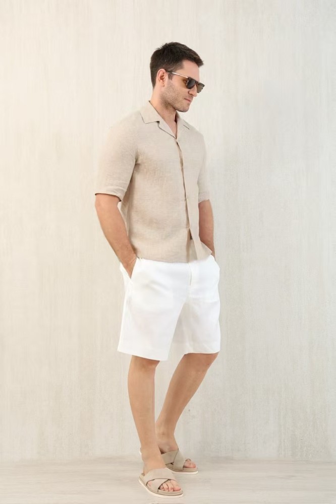 NIGO Brunello Cucinelli Men's Linen Loose Summer Single-Breasted Solid Color Lapel Short Sleeve Shirt Ngvp #nigo1454