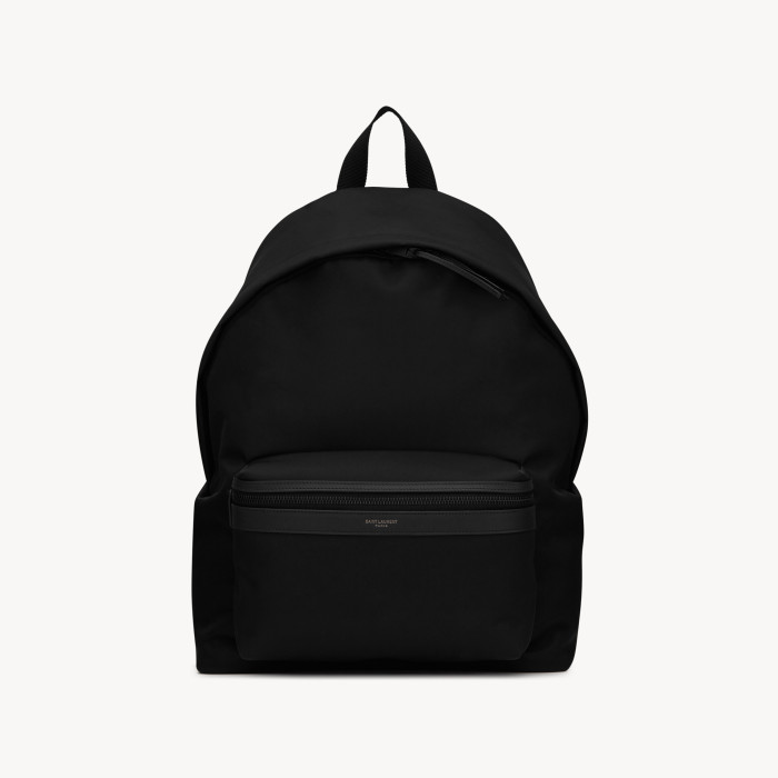 NIGO CITY Saint Laurent Embroidered Letter Fabric Leather Panel Backpack Schoolbag Bag Bags #nigo76462