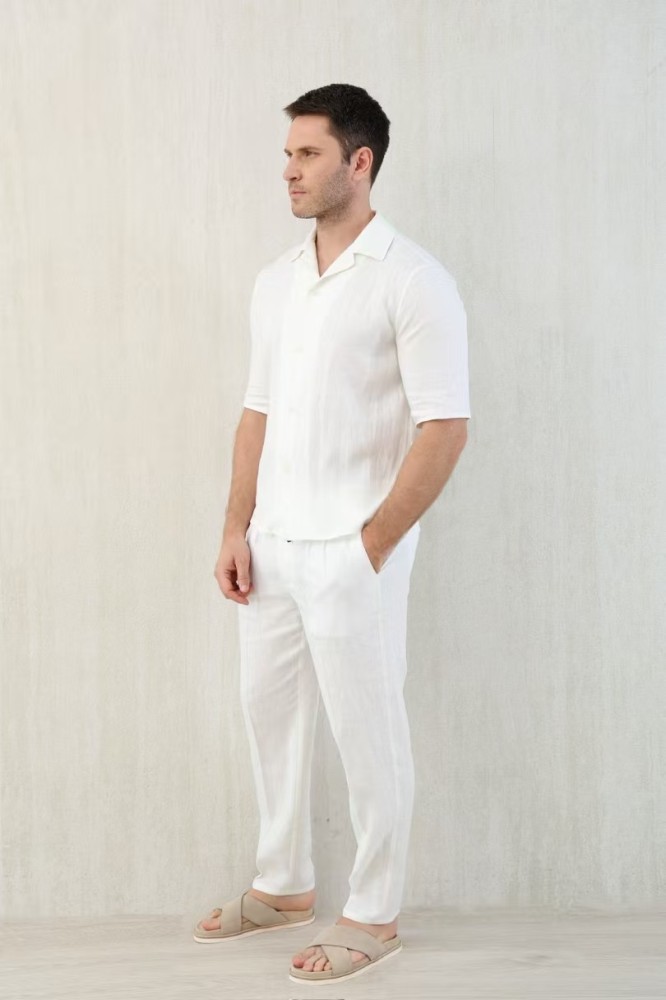 NIGO Brunello Cucinelli Men's Linen Loose Summer Single-Breasted Solid Color Lapel Short Sleeve Shirt Ngvp #nigo1454