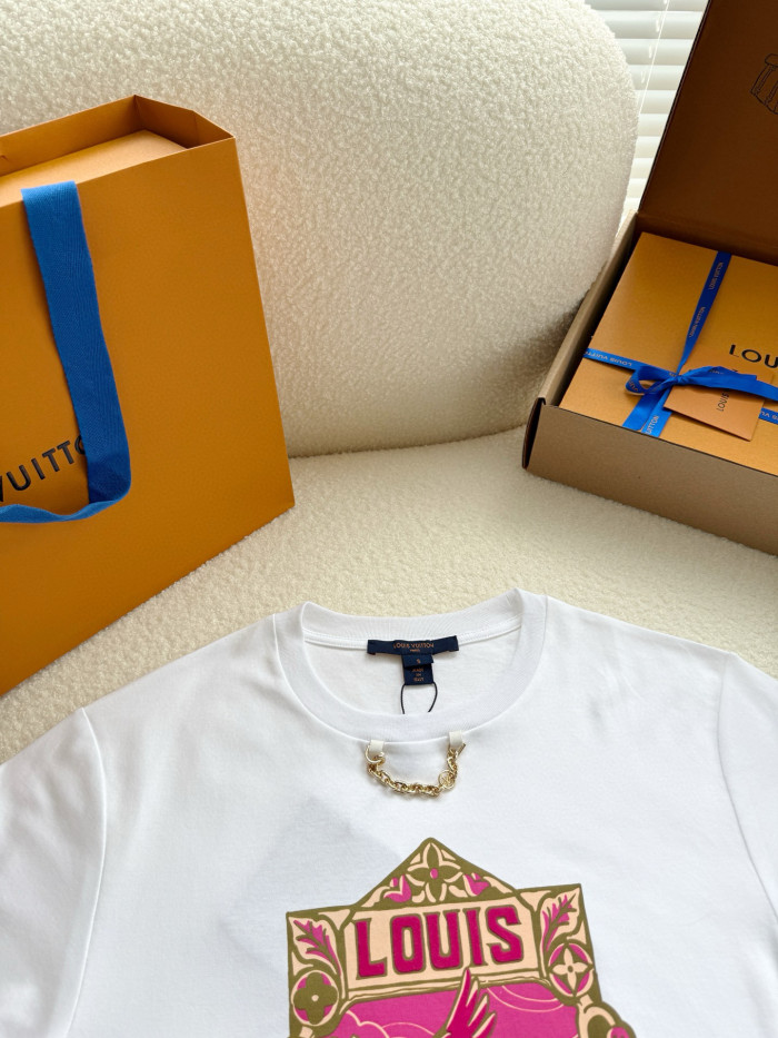 NIGO Louis Vuitton Women‘s Summer Pattern Printed Solid Color Round Neck Short Sleeve T-Shirt #nigo76466