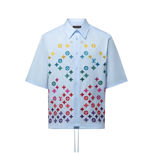 NIGO Louis Vuitton Men's and Women's Embroidered Logo Printed Single Breasted Solid Color Short Sleeve Shirt #nigo76469