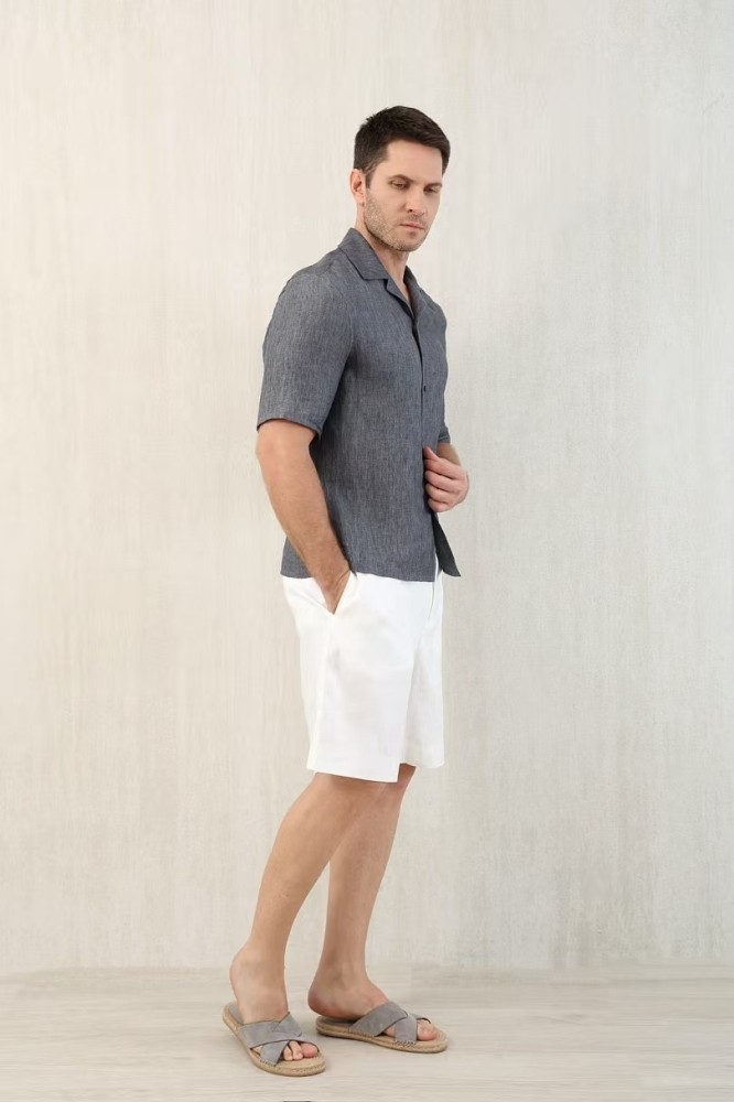 NIGO Brunello Cucinelli Men's Linen Loose Summer Single-Breasted Solid Color Lapel Short Sleeve Shirt Ngvp #nigo1454