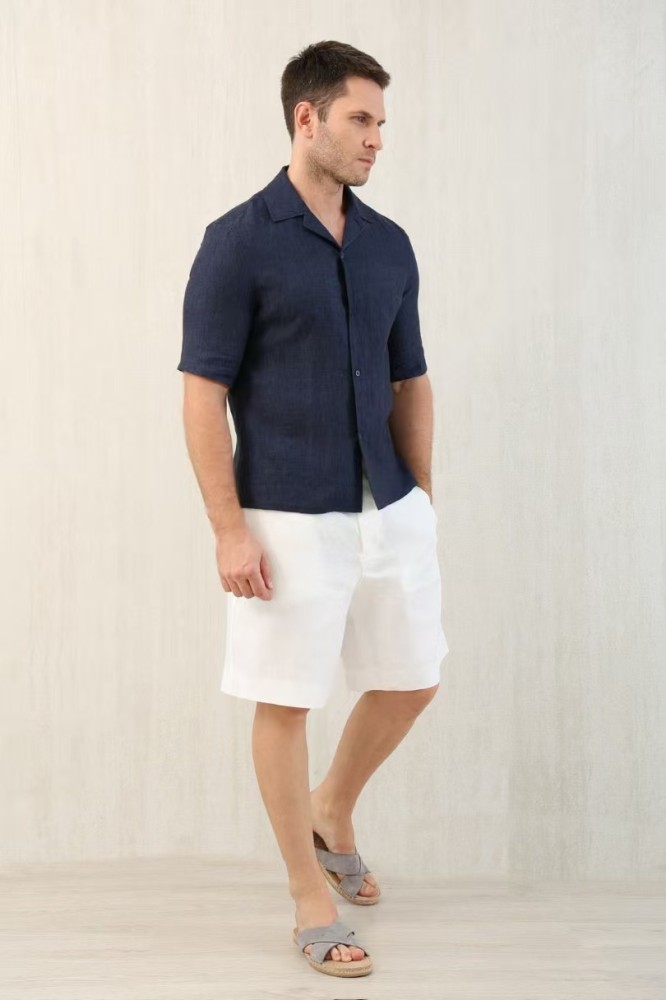NIGO Brunello Cucinelli Men's Linen Loose Summer Single-Breasted Solid Color Lapel Short Sleeve Shirt Ngvp #nigo1454