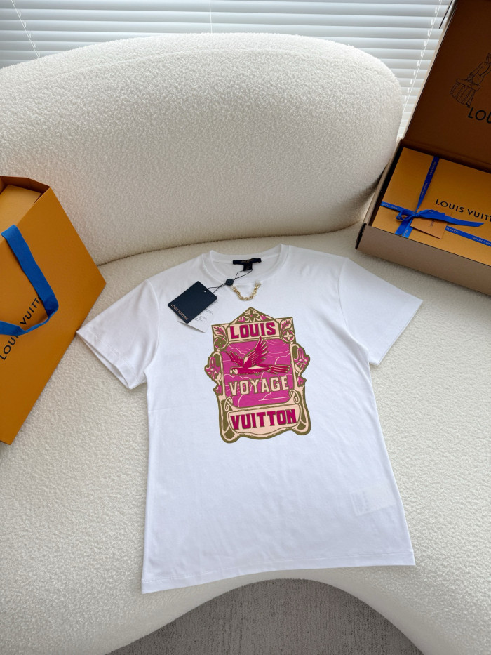 NIGO Louis Vuitton Women‘s Summer Pattern Printed Solid Color Round Neck Short Sleeve T-Shirt #nigo76466