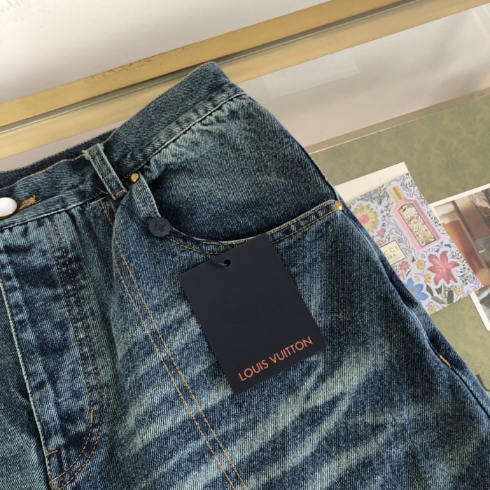 NIGO Louis Vuitton Men's Summer Solid Color Button Down Casual Jeans Pants #nigo76481