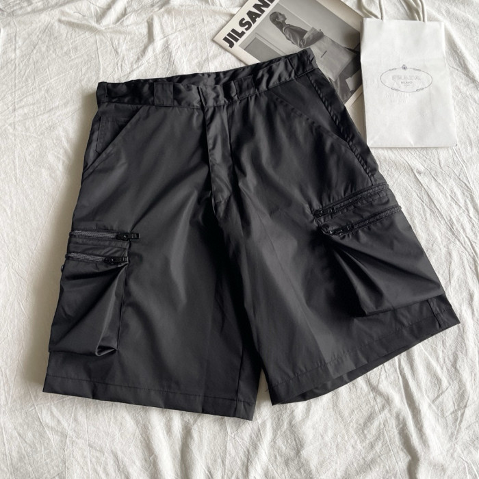 NIGO Prada Men's Summer Solid Colour Triangle Logo Nylon Casual Zip Up Shorts #nigo76476