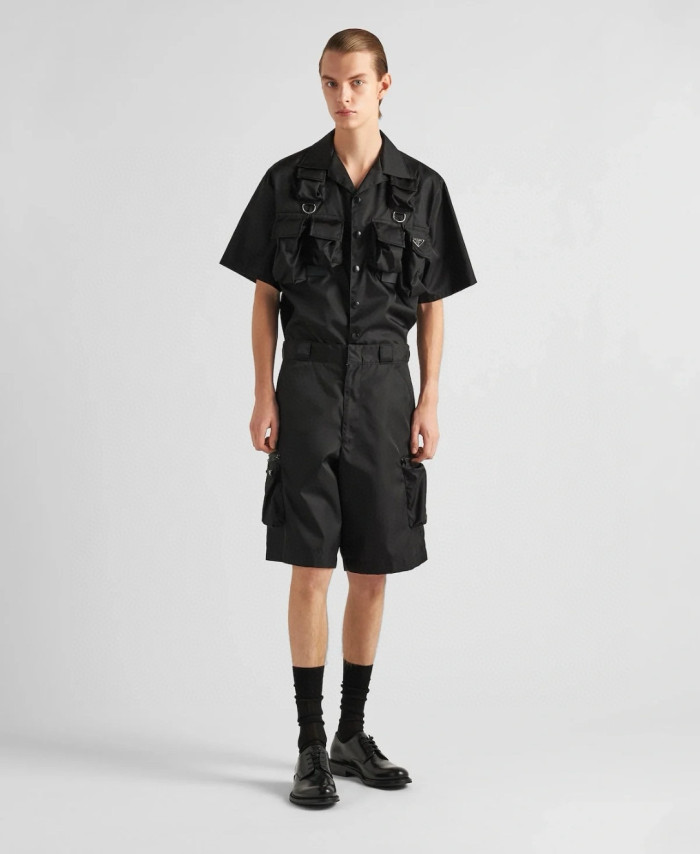 NIGO Prada Men's Summer Solid Colour Triangle Logo Nylon Casual Zip Up Shorts #nigo76476