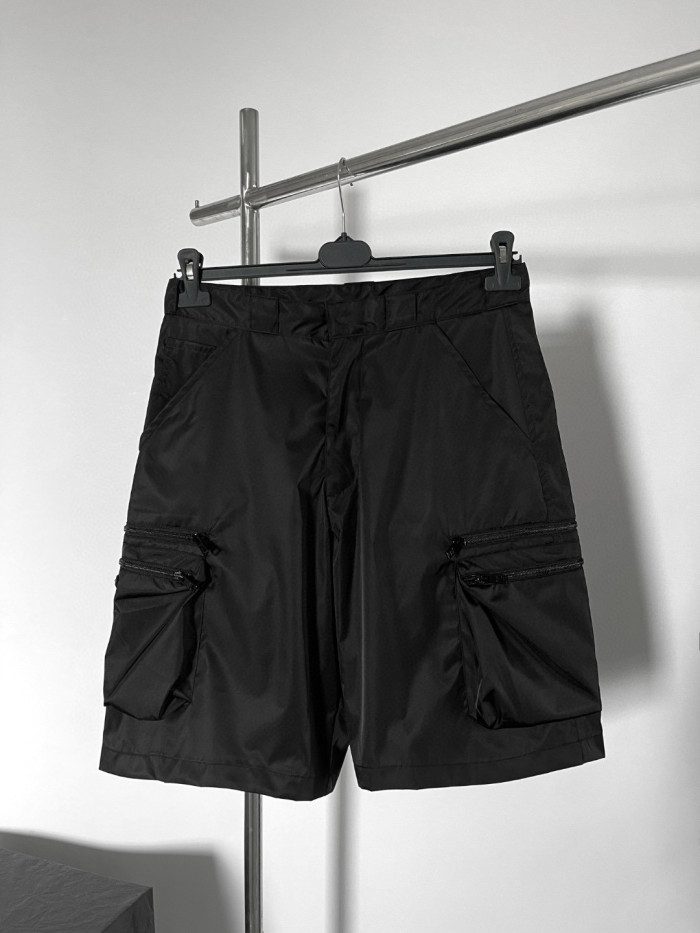 NIGO Prada Men's Summer Solid Colour Triangle Logo Nylon Casual Zip Up Shorts #nigo76476