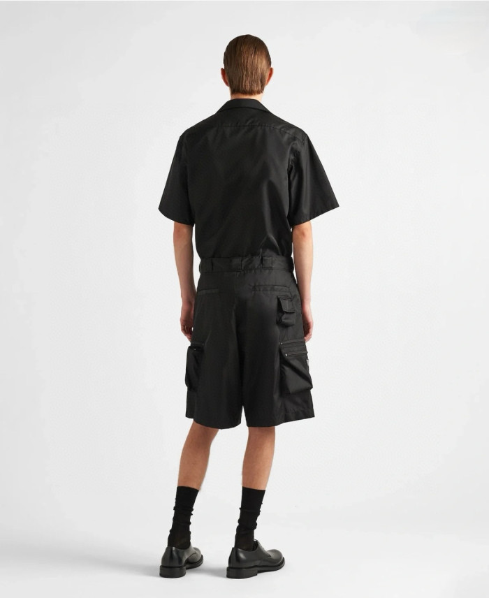 NIGO Prada Men's Summer Solid Colour Triangle Logo Nylon Casual Zip Up Shorts #nigo76476