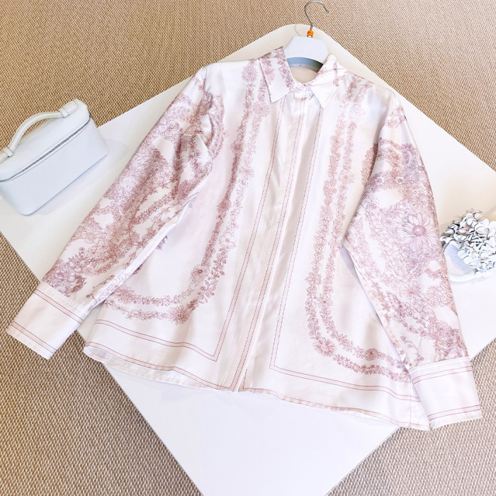 NIGO Hermes Women's Spring And Autumn Lapel Silk Bride de Gala en Fleurs Shirt Suit Set Stretch Casual Trousers Pants Ngvp #nigo1515