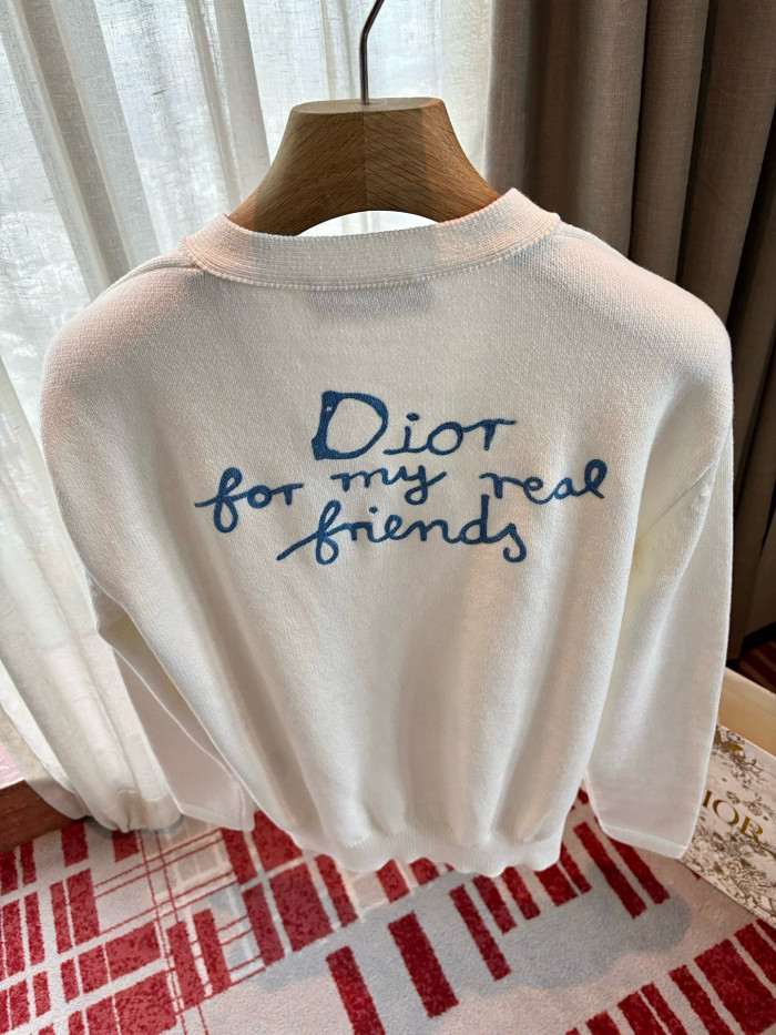 NIGO DIOR AND HYLTON NEL Men's And Women's Spring And Autumn Solid Color Letters Printed V-neck Knitted Single Breasted Long Sleeved Cardigan Jacket #nigo76493