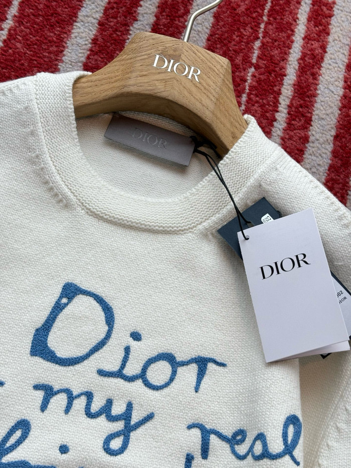 NIGO Dior Men's And Women's Spring And Autumn Solid Color Letter Print Round Neck Knit Long Sleeve Sweater #nigo76494