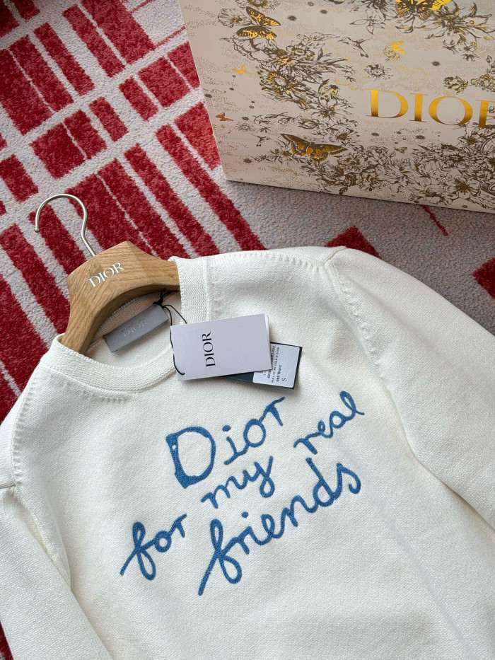 NIGO Dior Men's And Women's Spring And Autumn Solid Color Letter Print Round Neck Knit Long Sleeve Sweater #nigo76494