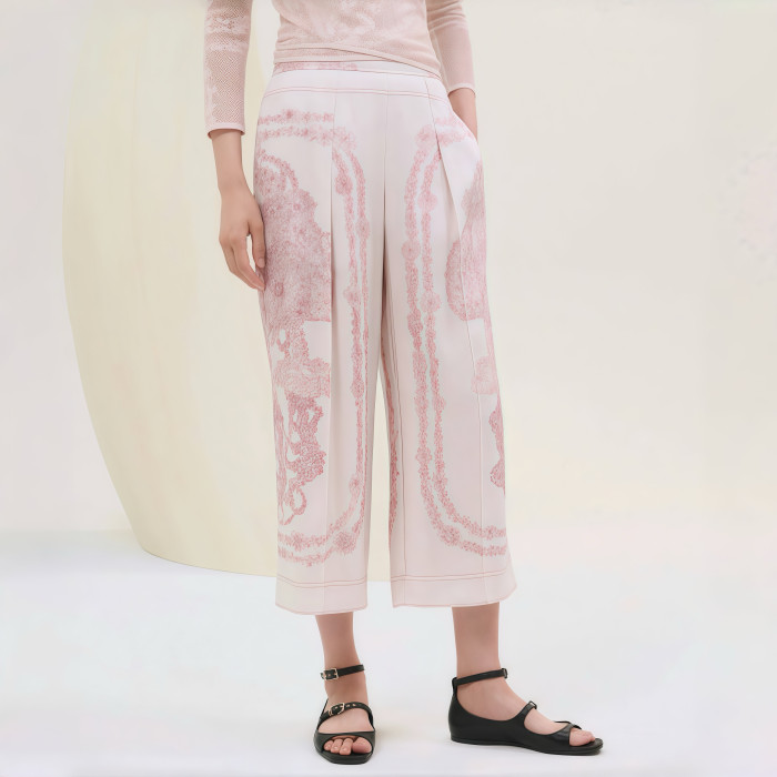 NIGO Hermes Women's Spring And Autumn Lapel Silk Bride de Gala en Fleurs Shirt Suit Set Stretch Casual Trousers Pants Ngvp #nigo1515
