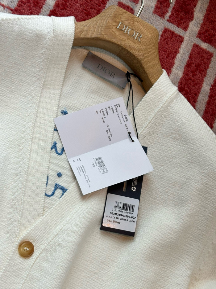NIGO DIOR AND HYLTON NEL Men's And Women's Spring And Autumn Solid Color Letters Printed V-neck Knitted Single Breasted Long Sleeved Cardigan Jacket #nigo76493