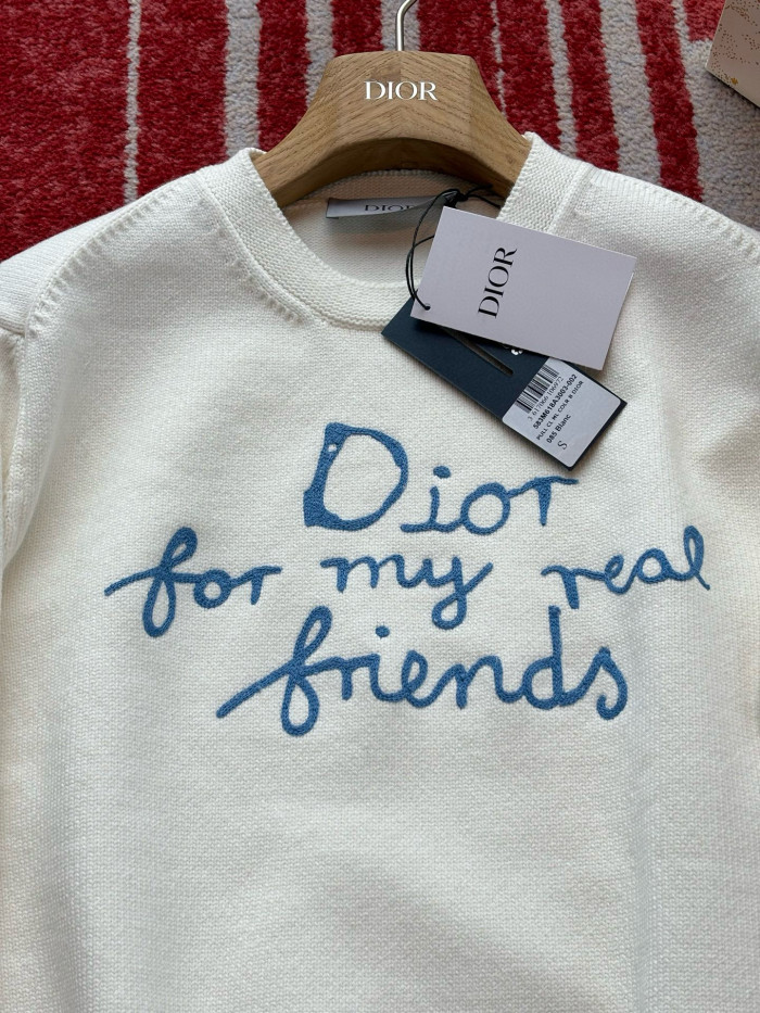 NIGO Dior Men's And Women's Spring And Autumn Solid Color Letter Print Round Neck Knit Long Sleeve Sweater #nigo76494