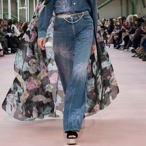NIGO Chanel Embroidered Denim Shirt Feather Hot Diamonds Suit Set Spring Summer Gradient Colour Straight Leg Pants Loose High Waist Denim Trousers Ngvp #nigo1486