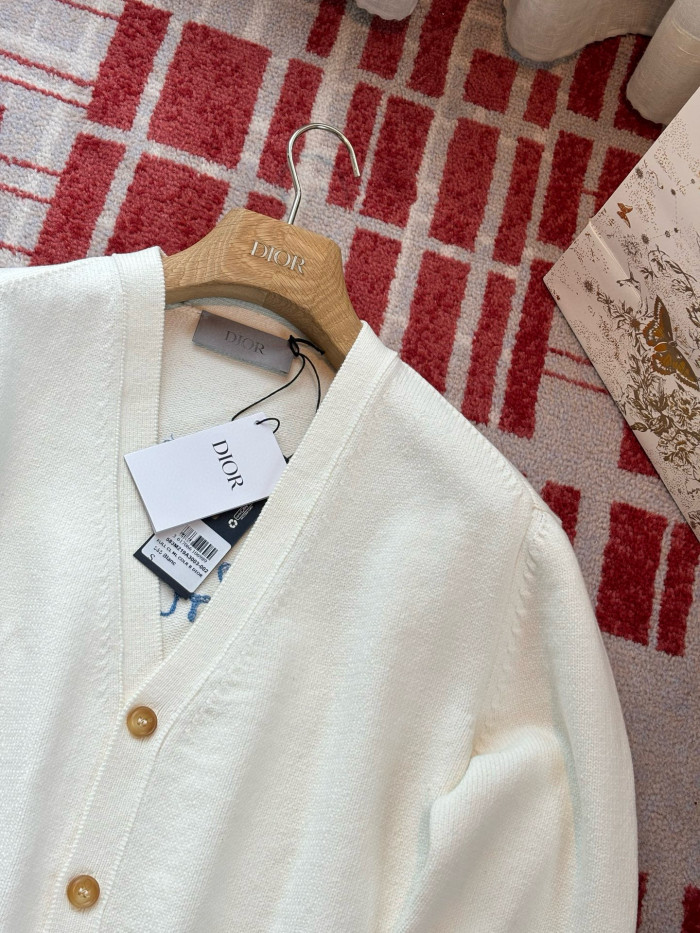 NIGO DIOR AND HYLTON NEL Men's And Women's Spring And Autumn Solid Color Letters Printed V-neck Knitted Single Breasted Long Sleeved Cardigan Jacket #nigo76493