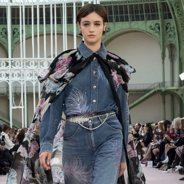 NIGO Chanel Embroidered Denim Shirt Feather Hot Diamonds Suit Set Spring Summer Gradient Colour Straight Leg Pants Loose High Waist Denim Trousers Ngvp #nigo1486