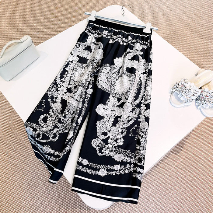NIGO Hermes Women's Spring And Autumn Lapel Silk Bride de Gala en Fleurs Shirt Suit Set Stretch Casual Trousers Pants Ngvp #nigo1515