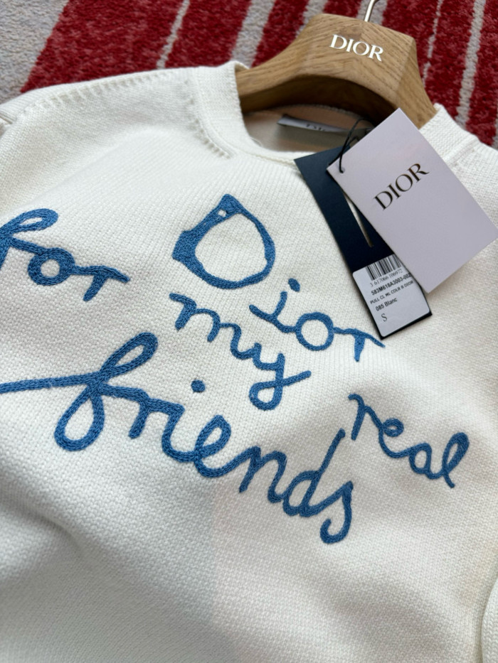 NIGO Dior Men's And Women's Spring And Autumn Solid Color Letter Print Round Neck Knit Long Sleeve Sweater #nigo76494