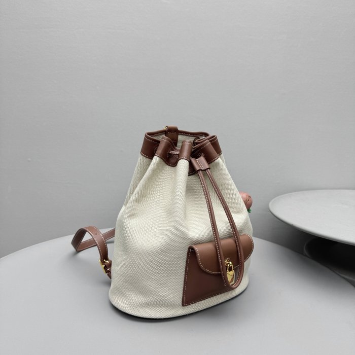 NIGO Loro Piana Women's Solid Color Adjustable Shoulder Strap Extra Drawstring Shoulder Bag Bags #nigo76521