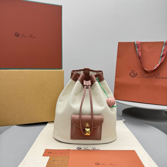 NIGO Loro Piana Women's Solid Color Adjustable Shoulder Strap Extra Drawstring Shoulder Bag Bags #nigo76521